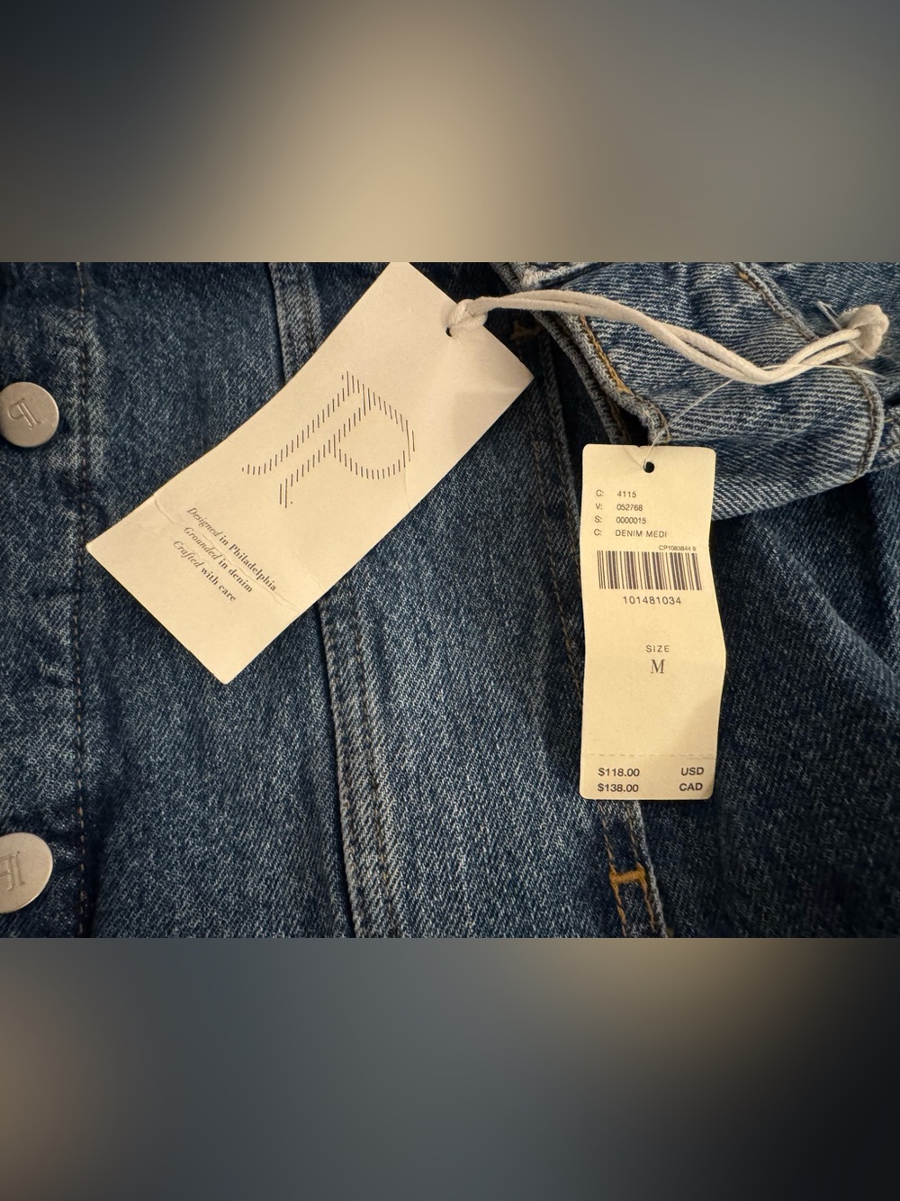 Pilcro / Anthropologie -The Weston Leather-Collar Denim Boyfriend Jacket- M -NWT - Picture 6 of 8